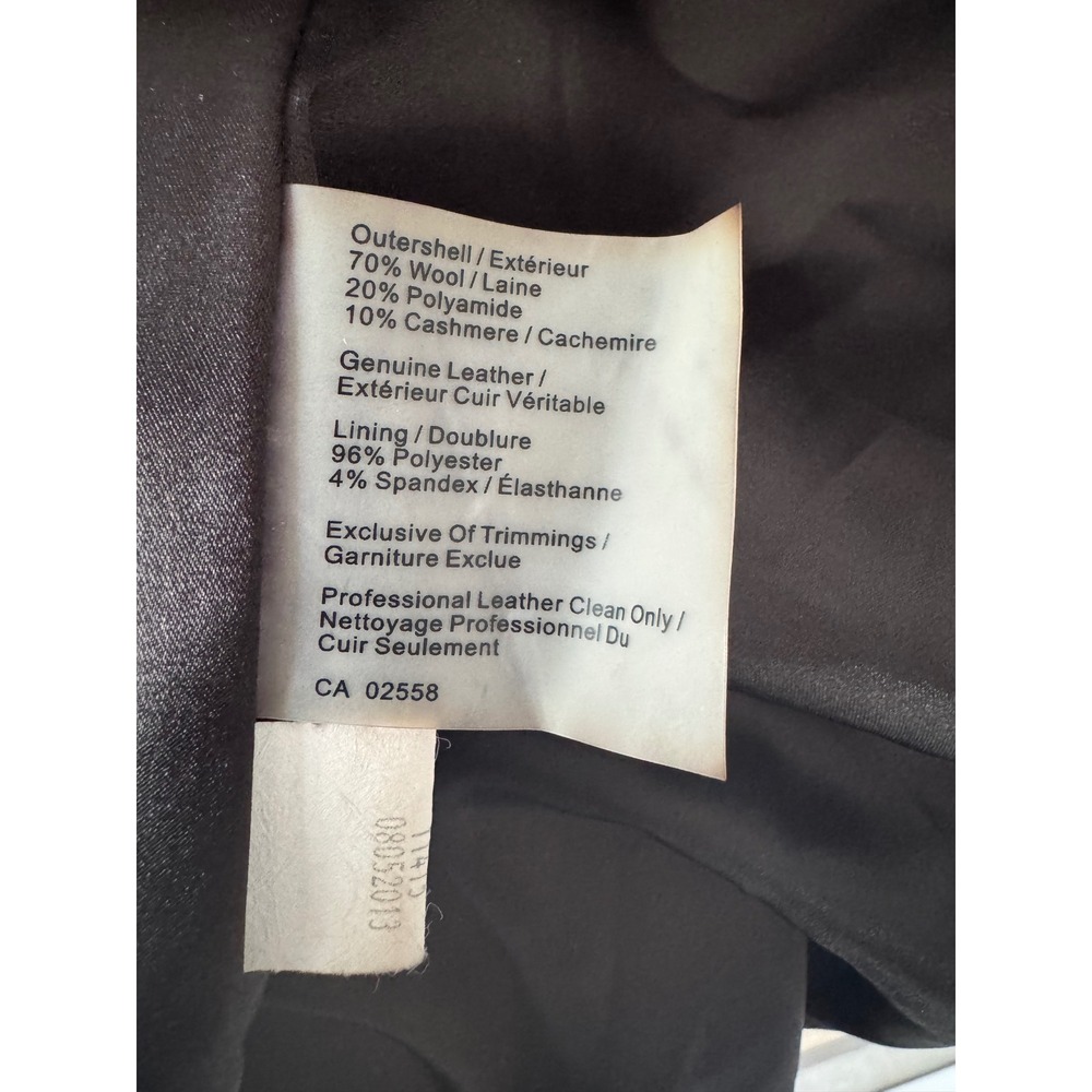 Danier Womens Italian Leather Sleeve Wool Blend Blazer Burgundy Black Medium - Picture 9 of 11